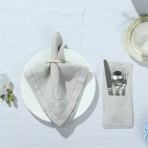 Linen Dinner Napkins Custom Embroidered Napkins with Monogram for Elegant Table Settings