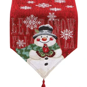 Linen Embroidered Christmas Table Runner Household Decoration for Holiday Atmosphere Model ZQ32180