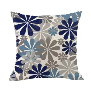 Linen Flower Print Pillowcase Home Decor Sofa Outdoor Cushions Cover for Living Room Garden Car Decor