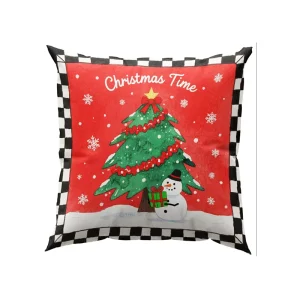 Linen Geometric Printed Christmas Cushion Covers Home Hotel Use Eco-Friendly Zipper Closure Square Design