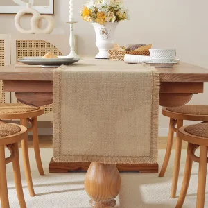 Linen Lace Handmade Tassel Jute Burlap Table Runner Natural Dining Wedding Eco Friendly Europe Style Table