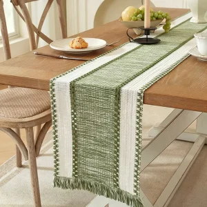 Linen Look Woven Table Runner Minimalist Retro Long Mat for Farmhouse Decor Reusable for Wedding Party Christmas