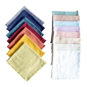Linen Napkin Fringed Fabric Napkin Plain Tablecloth Square Napkin Cloth