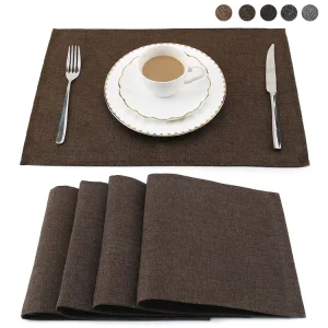 Linen Placemat New Waterproof Cloth Place Table Mat for Kitchen Restaurant Dining Table