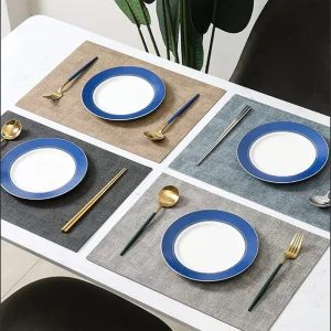 Linen Placemat for Dinning Tables Rectangular Heat-resistant Table Place Mats Sets