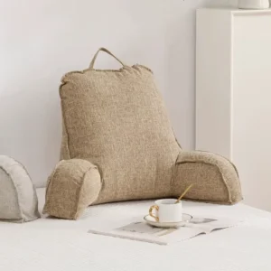 Linen Reading Pillow with Waist Protection Backrest for Sitting in Bed Knitted Technique for Pregnant Women Bedtime Reading
