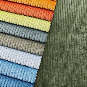 Linen Sofa Fabric Flame Retardant Upholstery Corduroy Anti Bacterial Mold Resistant Ribbed Velour Sofa Fabric for Hotel Bulk