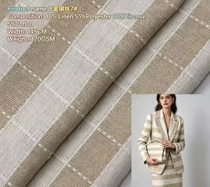LinenPolyester Viscose 180GSMStretch Woven Polyester for Modern Office Wear Comfort Textile Factory MOQ2M