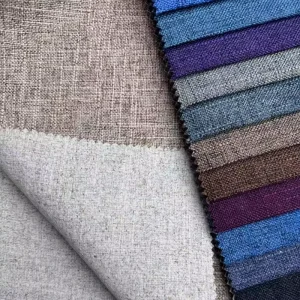 Linking Factory High Quality 100% Polyester Printed Tricot Plain Waterproof Sofa Upholstery Linen Look Fabric
