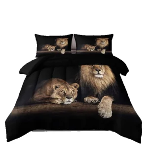 Lion Feather Down Quilted Synthetic Fiber 60 Piece Comforter Four Season Cooling Customizable Three Piece Set