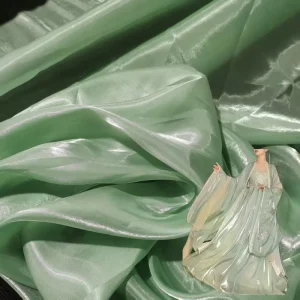 Liquid Water Satin Fabric Green Organza Fabric Glitter Liquid Satin Fabric Lily Yarn Organza for Hanfu Dress Skirt Dress