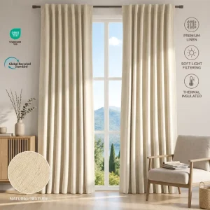 Living Room 100% Polyester Solid Insulated Modern All Season Grommet Pleated Curtains Shading 100% Blackout Customizable