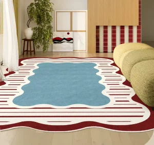 Living Room Area Rugs Faux Cashmere Low Pile Carpet Rug with Non Slip Backing Printed Decorative Carpet