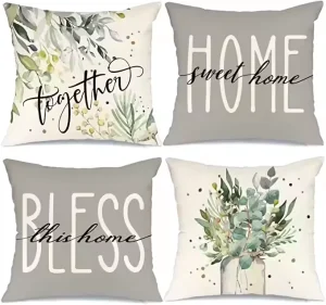 Living Room Cushion Farmhouse Decor Pillow Covers Leaves Wreath Home Sweet Decorative Throw Pillow Cases Customization