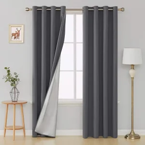 Living Room Grommet Curtain Sets UV Resistant Flame Retardant Insulated Blackout Curtains with Custom Size