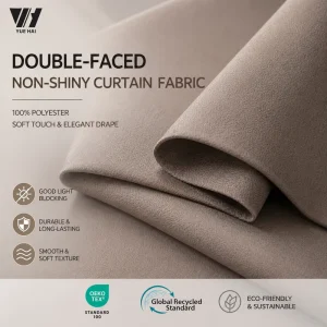 Living Room Woven 100% Polyester Textured Solid Color Blackout Waterproof Flame Retardant OEKO TEX Curtain