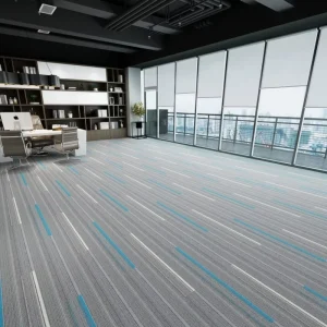 Long Carpet Planks Grey Base Colorful Accent Strip Anti-slip Removable Interlocking Floor Carpet for Corporate Office