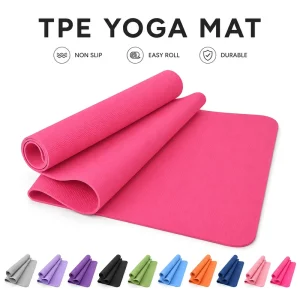 Long Lasting Slip Resistant Exercise Mat Solid Color Rollable Yoga Mat Equipped with Convenient Transport Strap