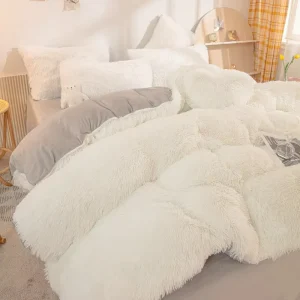 Long Plush Fluffy Faux Fur Shaggy Duvet Cover Flannel Velvet 100% Polyester Bed Sheet 4 PCS Bedding Sets