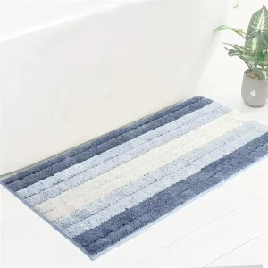 Long Stripe PET Friendly Machine Made Bathroom Rugs Water Absorbent Anti skid Mat Machine Washable Large Size Bath Mats