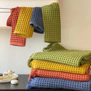 Long staple Cotton Jacquard Face Bath Beach Towel Blanket Large Waffle Honeycomb Mesh
