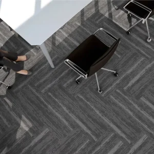 Loop Pile PP PVC Carpet Tile Herringbone and Ashlar Style Plank Modular Flooring for Professional Office and Retail Space
