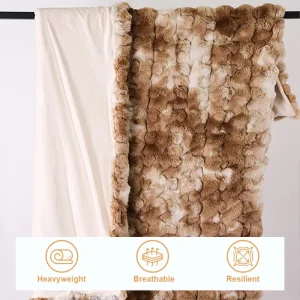 Lora Minky Faux Fur Blanket Luxury Double Side Layer Thick Fuzzy Rabbit Faux Fur Throw Blankets for Sofa Couch