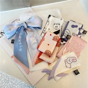 Lovely Animal & Floral Fruit Print Skinny Scarf Women Multi functional Hair Band Bag Ribbon Hair Accessory for Girls