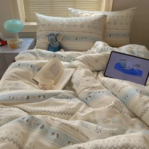 Lovely Kids Bedding Printed Duvet Cover Set Bedding Bed Sheet Set Cotton Zippered Duvet Cover Pillow Case Sham for All Seasons