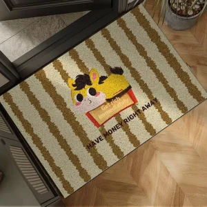 Lovely Silk Light Luxury Cat Loop Pile Front Door Mat Wear Proof Easy Wipe Anti Slip Apartment Entry Foyer