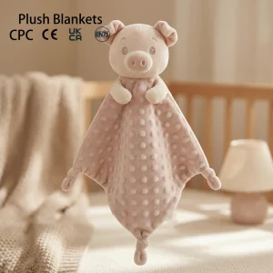 Lovey Soothing Comfort Security Blanket Infant Toddler Bedtime Soft Plush Dot Baby Blanket with Piglet