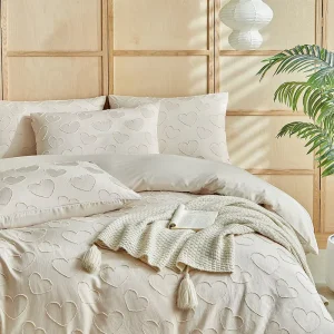 Loving Heart Yarn Solid Color Polyester 200TC Soft Bed Sheet Duvet Cover Home Princess Style Cream White Tassel Lace