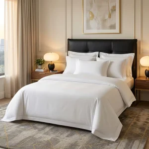 Low MOQ 100% Cotton Airbnb Bedding Set Soft Flat Sheet & Elastic Fitted for Hotel & Villa