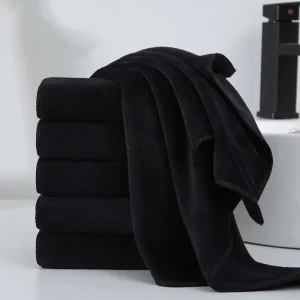 Low MOQ 100% Cotton Black Barber Shop Spa Hand Towels with Logo Custom Printing