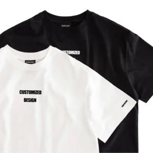 Low MOQ 100% Cotton Casual Knitted Oversized Heavyweight T-Shirt with Pattern Custom Printing Plain Blank Men’s Unisex