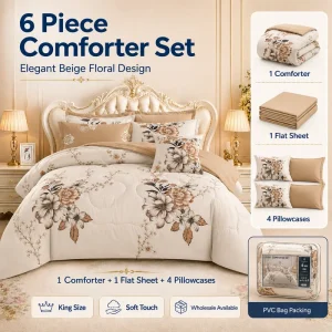 Low MOQ 6 Piece Comforter Set Ready Stock Microfiber Bedding Set for