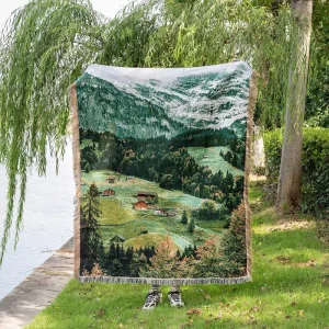 Low MOQ Custom Cartoon Animal Print Eco friendly Woven Tapestry Throw Blanket Foldable for Outdoor Camping Home Use Four Seasons