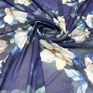 Low MOQ Custom Designs Digital Printed 4 Way Stretch Wrinkle Resistant Breathable Polyester Spandex Mesh Fabric for Garments