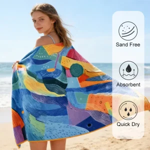 Low MOQ Custom Durable Lightweight Microfiber Towel High-Quality Printed Sport Beach Towel for Sport Teams Events