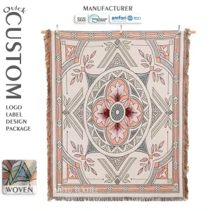 Low MOQ Custom Scandinavian Boho Woven Tapestry Blanket Portable Eco-Friendly Anti-Pilling Jacquard Blanket Small Batch Custom