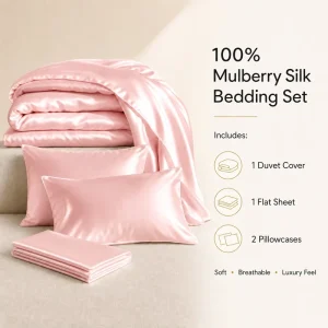 Low MOQ Customised Wedding Twin King Size Mulberry Silk Bedding Sheets Duvet Cover Set for Summer