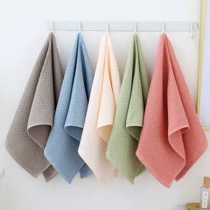 Low MOQ Face Hand Bath Colorful 100% Organic Cotton Waffle Bath Towels