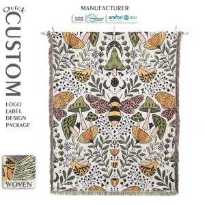 Low MOQ Factory Supply Personalized Customization Woven Tapestry Blanket Nature Decorative Jacquard Throw Blanket