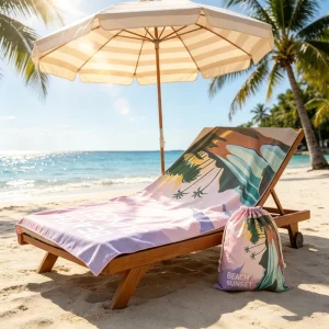 Low MOQ High Quality Summer Quick Dry Custom Microfiber Beach Towel High Absorbent Suede Soft Skin Friendly Beach Towel Bag