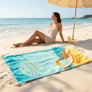 Low MOQ Seaside Vacation Super Fiber Beach Towel with High Quality High Water Absorption Fast Dry No Sand Printing Beach Towel