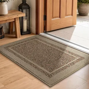 Low Profile Washable Entryway Rugs Indoor Absorbent Dirt Trapper Entrance Mat with Non Slip TPR Backing