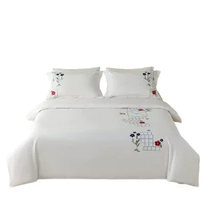 Lucy 3 Pcs Comforter Set 100% Cotton 350Gsm Polyester Fillings Two Embroidery Pillowcases