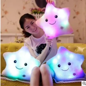 Luminous Star Throw Pillow Colorful Five pointed Star Decoration Girl Birthday Gift Plush Toy