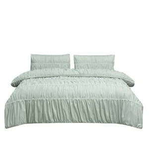 Luna Comforter Set 100% Cotton 350Gsm Polyester Fillings Two Pillowcases Tufted 3-Pcs Comforter Set