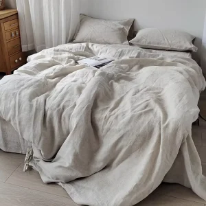 Luxurious 100% French Linen Quilt Cover and Bed Sheet Set Eco Friendly Wedding Four Piece Kit Custom Made